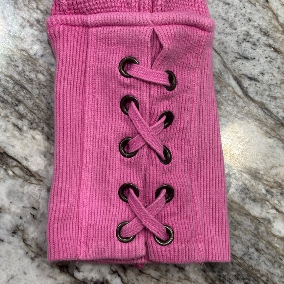 FREE PEOPLE LAPIS CUFF WAFFLE KNIT TOP PLUMDROP NWT Oversized XS - Picture 6 of 12